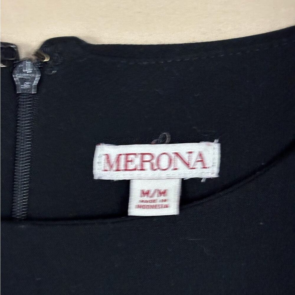 Merona Women's Black Sleeveless Sheath Dress with Scallop Hem Size Medium - Picture 2 of 5